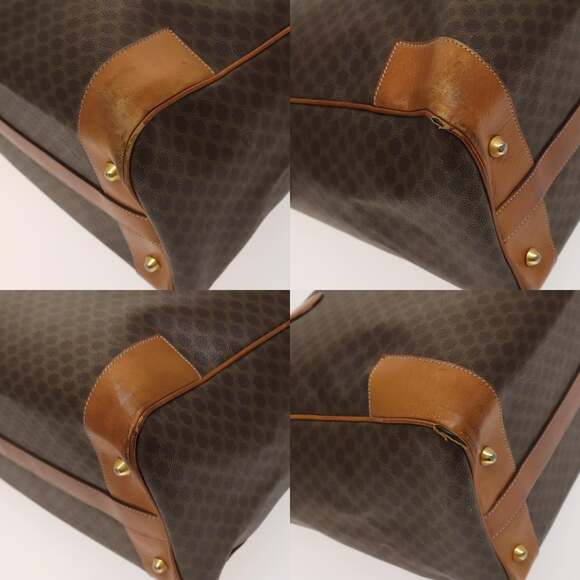 CELINE Macadam Canvas Boston Bag Pvc Leather Brown Gold - Picture 10 of 12